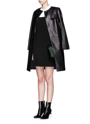 Figure View - Click To Enlarge - HELMUT LANG - Raw edge strap stretch crepe dress