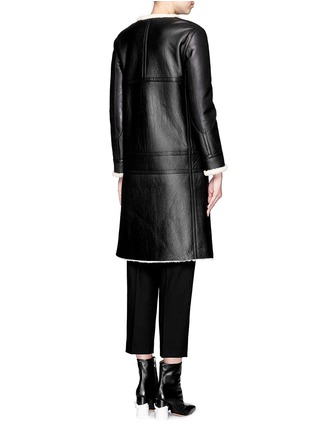 Back View - Click To Enlarge - HELMUT LANG - Lamb leather shearling zip coat