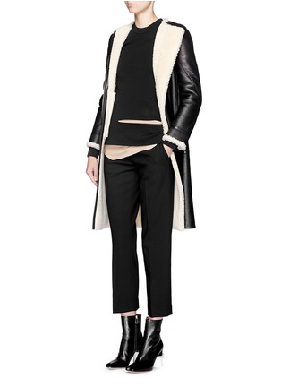 Figure View - Click To Enlarge - HELMUT LANG - Lamb leather shearling zip coat