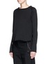 Front View - Click To Enlarge - HELMUT LANG - Rolled round neck cotton French terry sweatshirt