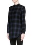 Front View - Click To Enlarge - HELMUT LANG - Windowpane check raw edge tunic shirt