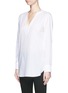 Front View - Click To Enlarge - HELMUT LANG - V-neck cotton lawn tunic shirt