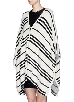 Front View - Click To Enlarge - ALICE & OLIVIA - 'Raelyn' stripe handkerchief poncho