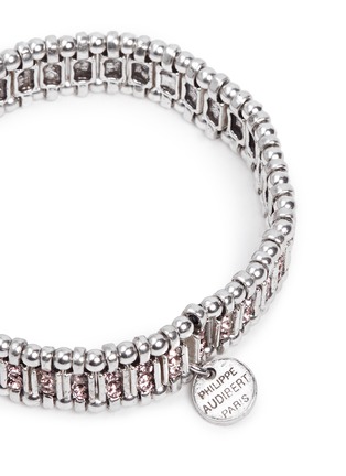Detail View - Click To Enlarge - PHILIPPE AUDIBERT - Engraved Swarovski crystal pavé elastic bracelet