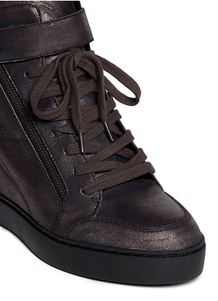 Detail View - Click To Enlarge - ASH - 'Body' Metallic suede wedge sneakers