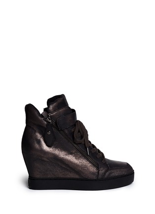 Main View - Click To Enlarge - ASH - 'Body' Metallic suede wedge sneakers