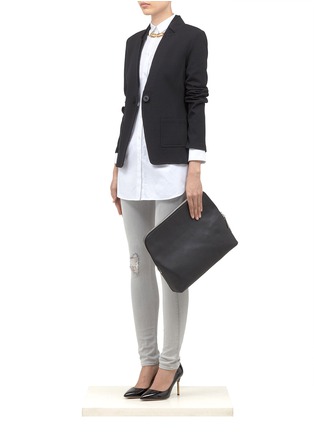 Figure View - Click To Enlarge - ST. JOHN - Layered ribbed lapel jacket
