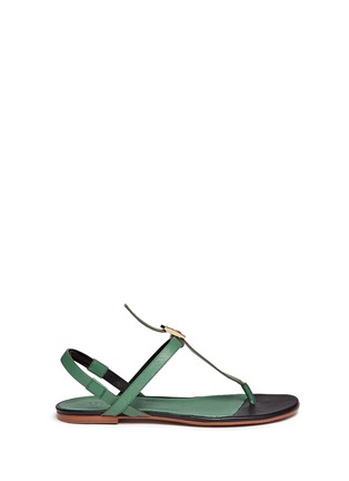 Main View - Click To Enlarge - CHLOÉ - Snakeskin trim leather thong sandals
