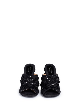 Front View - Click To Enlarge - DRIES VAN NOTEN - Embellished floral guipure lace mules