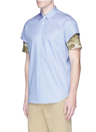 Front View - Click To Enlarge - COMME DES GARÇONS SHIRT - Camouflage sleeve stripe cotton shirt