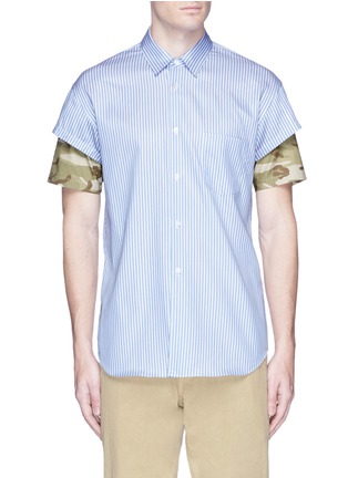 Main View - Click To Enlarge - COMME DES GARÇONS SHIRT - Camouflage sleeve stripe cotton shirt