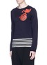 Front View - Click To Enlarge - COMME DES GARÇONS SHIRT - Cartoon print stripe hem wool sweater
