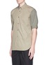 Front View - Click To Enlarge - COMME DES GARÇONS SHIRT - Contrast sleeve hopsack shirt