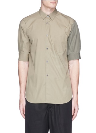 Main View - Click To Enlarge - COMME DES GARÇONS SHIRT - Contrast sleeve hopsack shirt