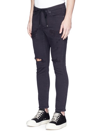 Front View - Click To Enlarge - ATTACHMENT - Drawstring ripped skinny denim pants