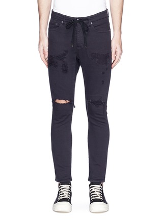 Main View - Click To Enlarge - ATTACHMENT - Drawstring ripped skinny denim pants