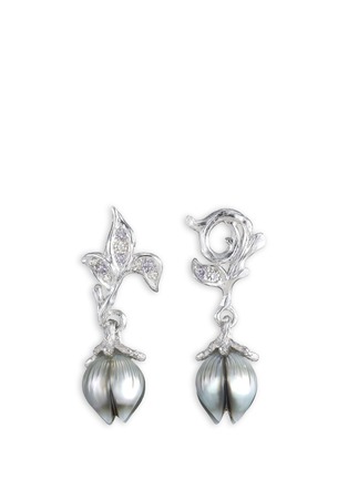 Main View - Click To Enlarge - HETING - 'Bellflower' pearl bud diamond amethyst 18k white gold earrings