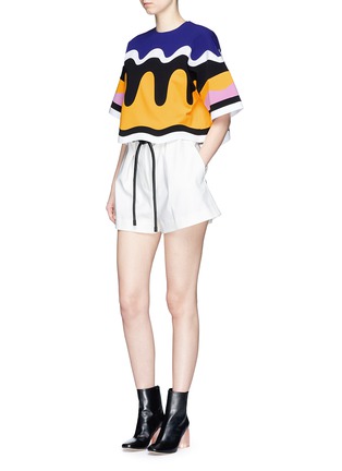 Figure View - Click To Enlarge - EMILIO PUCCI - Bonded wavy stripe cropped T-shirt