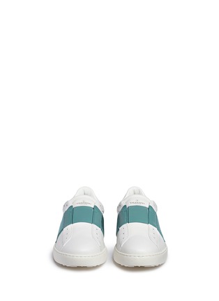 Front View - Click To Enlarge - VALENTINO GARAVANI - Open leather slip-on sneakers