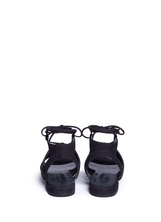 Back View - Click To Enlarge - STUART WEITZMAN - 'Knot Again' tie ankle caged suede sandals