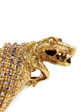 Detail View - Click To Enlarge - DELFINA DELETTREZ - Diamond 18k yellow gold crocodile ring