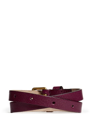 Back View - Click To Enlarge - ALEXANDER MCQUEEN - Double wrap skull leather bracelet