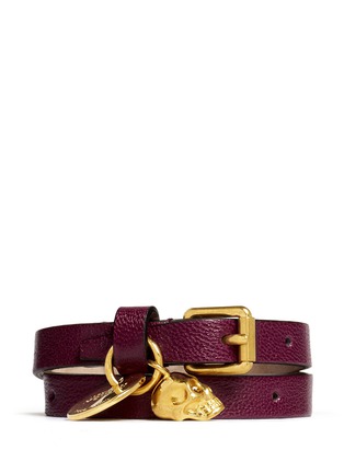 Main View - Click To Enlarge - ALEXANDER MCQUEEN - Double wrap skull leather bracelet