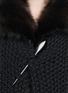 Detail View - Click To Enlarge - HUN RICK OWENS - Fisher fur collar wool chunky knit cardigan