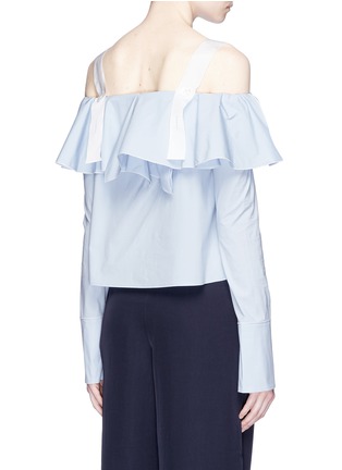 Back View - Click To Enlarge - COMME MOI - Petersham strap ruffle off-shoulder top