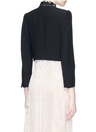 Back View - Click To Enlarge - ALEXANDER MCQUEEN - Embellished lace convertible cropped leaf crepe jacket