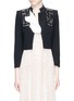 Main View - Click To Enlarge - ALEXANDER MCQUEEN - Embellished lace convertible cropped leaf crepe jacket