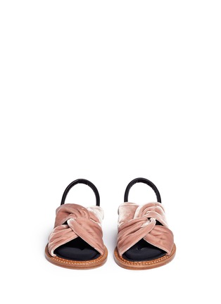 Front View - Click To Enlarge - CLERGERIE - 'Blosst' knotted velvet slingback sandals