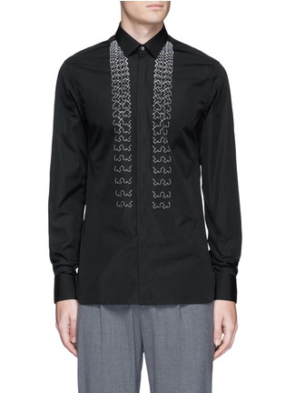 Main View - Click To Enlarge - LANVIN - Geometric embroidered slim fit shirt