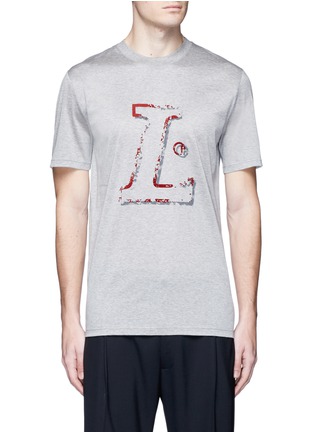 Main View - Click To Enlarge - LANVIN - Logo velvet flock print cotton T-shirt