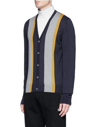 Front View - Click To Enlarge - LANVIN - Colourblock Merino wool-cotton cardigan