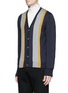 Front View - Click To Enlarge - LANVIN - Colourblock Merino wool-cotton cardigan