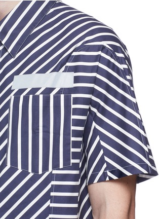 Detail View - Click To Enlarge - LANVIN - Reflective trim stripe boxy bowling shirt