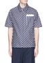 Main View - Click To Enlarge - LANVIN - Reflective trim stripe boxy bowling shirt