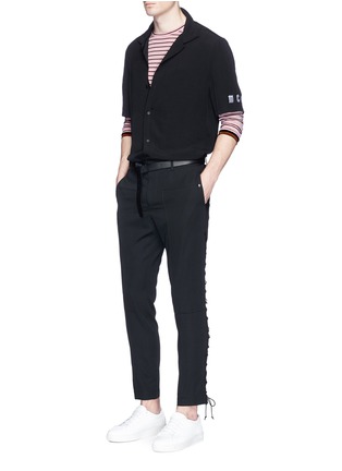 Figure View - Click To Enlarge - LANVIN - Patch pocket stripe long sleeve T-shirt