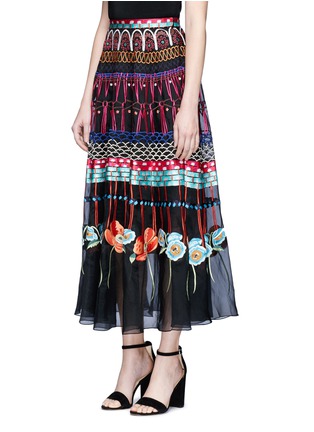 Front View - Click To Enlarge - 68244 - Aura' floral embroidered sheer silk skirt