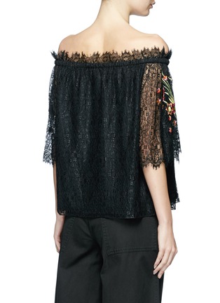 Back View - Click To Enlarge - 68244 - 'Leo' floral embroidered guipure lace off-shoulder blouse