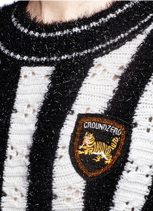 Detail View - Click To Enlarge - GROUND ZERO - Bead embroidered glitter stripe sweater