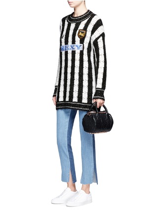 Figure View - Click To Enlarge - GROUND ZERO - Bead embroidered glitter stripe sweater