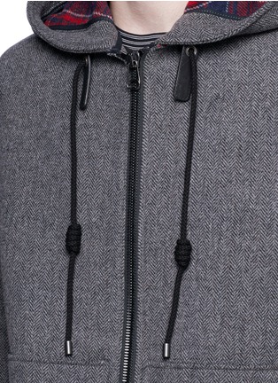 Detail View - Click To Enlarge - LANVIN - Wool-blend hooded herringbone jacket