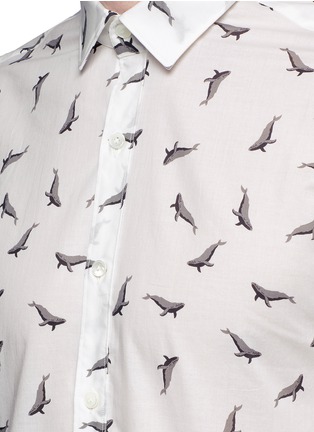 Detail View - Click To Enlarge - LANVIN - 'Evolutive' slim fit whale print shirt