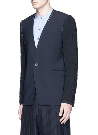 Front View - Click To Enlarge - LANVIN - Crinkle sleeve wool blazer