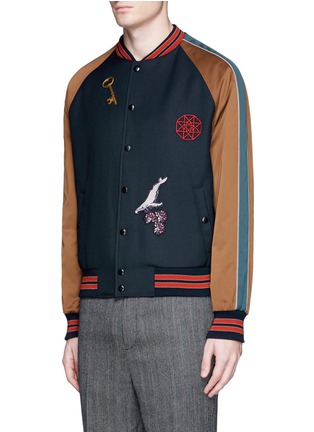 Front View - Click To Enlarge - LANVIN - Embroidery patch teddy jacket
