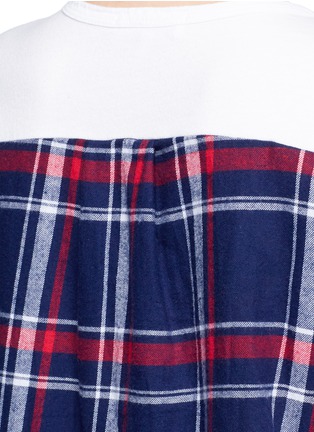 Detail View - Click To Enlarge - CLU TOO - Check flannel back drawstring jersey T-shirt