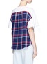 Back View - Click To Enlarge - CLU TOO - Check flannel back drawstring jersey T-shirt