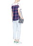 Figure View - Click To Enlarge - CLU TOO - Check flannel back drawstring jersey T-shirt